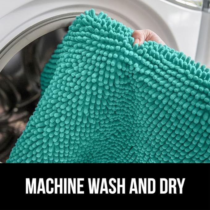 GORILLA GRIP Bath Rug Mat 44x26, Soft Absorbent Chenille, Quick Dry Microfiber Mats, Rubber Backing Washable Shower Floor Rugs, Bathmat Runner, US Designed Bathroom Home Decor Accessories Turquoise