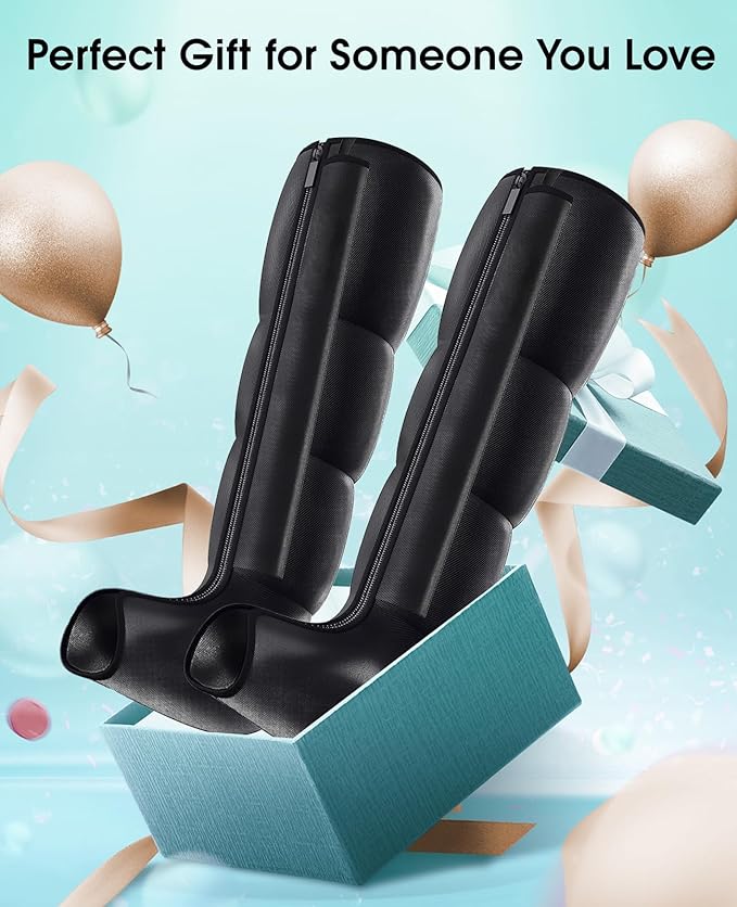 Leg Compression Massager for Circulation, Leg Massager Recovery System for Pain Relief, Full Compression Boots for Gym Home Use, Gifts for Athletes, Women, Men