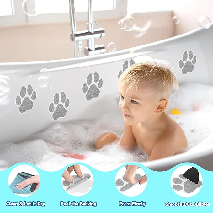 20 PCS Original Non-Slip Bathtub Stickers, Large Safety Bathroom Tubs Showers Treads Adhesive Decals with Scraper