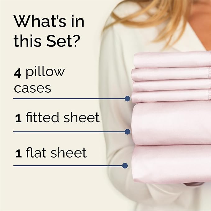 Queen 6 Piece Sheet Set - Cooling & Breathable Bed Sheets - Hotel Luxury Bed Sheets for Women, Men, Kids & Teens - Bedding w/Deep Pockets & Easy Fit - Soft & Wrinkle Free - Queen Lavender Pink Sheets