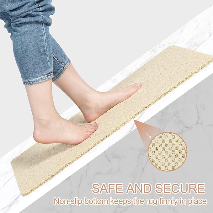Joyhalo Shower Mat Bathtub Mat Non Slip, Bathmats Non Slip, Quick Drying Foot Scrubber Loofah Mats for Shower, Tub, Bathroom, Home, 32x24inch, Beige