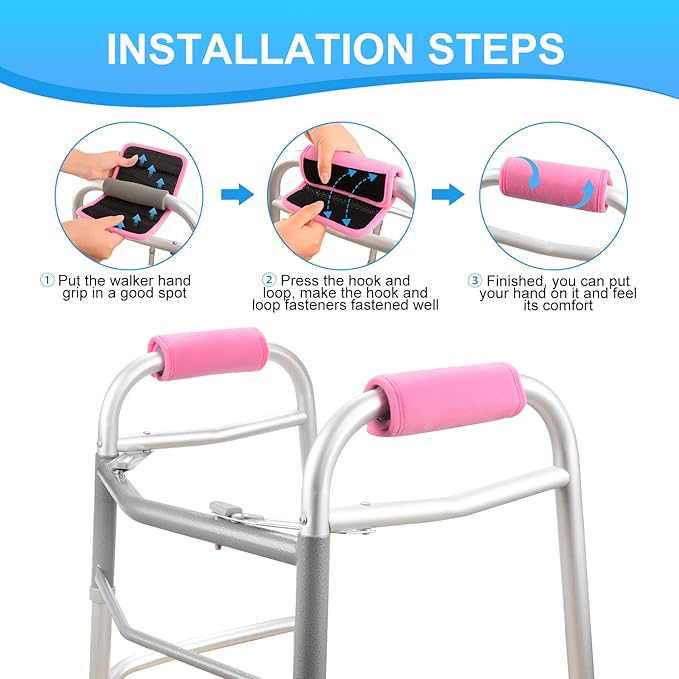 supregear Walker Grips (2 Pack), Soft Padded Hand Covers, Non-Slip Comfortable Cushion Padding for Folding Walker Handle, Moisture Wicking Mobility Accessory