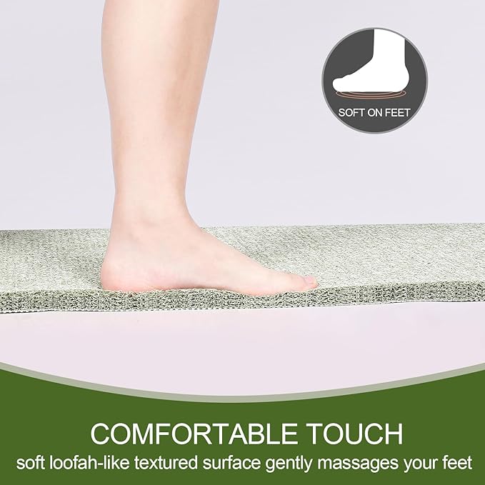 Joyhalo Shower Mat Bathtub Mat Non Slip, Bathmats Non Slip, Quick Drying Foot Scrubber Loofah Mats for Shower, Tub, Bathroom, Home,30x17inch, Mint Green
