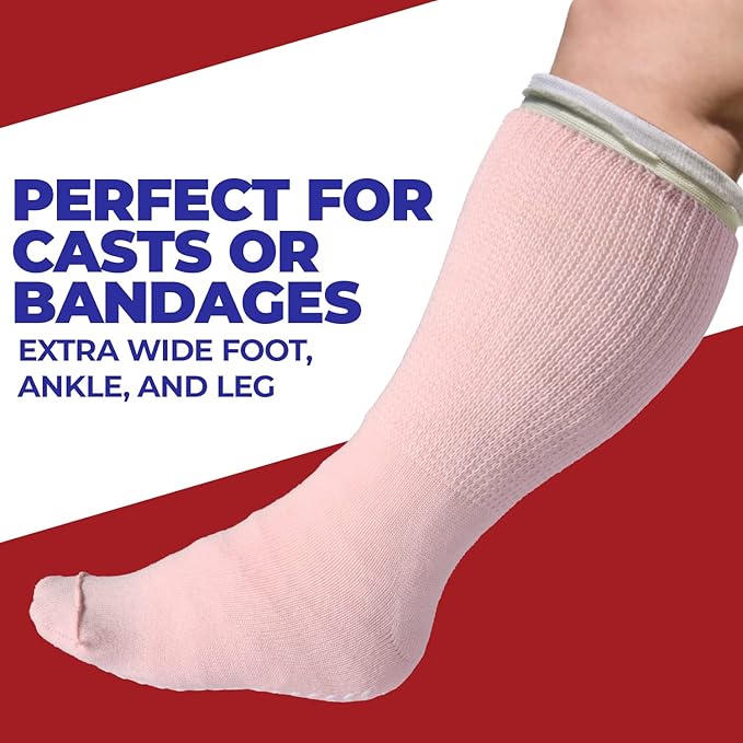 FORTIVO 2 Pairs Extra Wide Socks For Swollen Feet, Non-Slip Hospital and Diabetic Socks for Men and Women