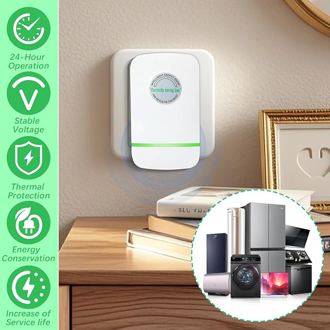 Energy Saving Device,Energy Saver,Stop Watt Energy Saving Device,Intelligent Energy Savers Plug in,Voltage Stabilizer for Home Office US Plug(2Pcs)