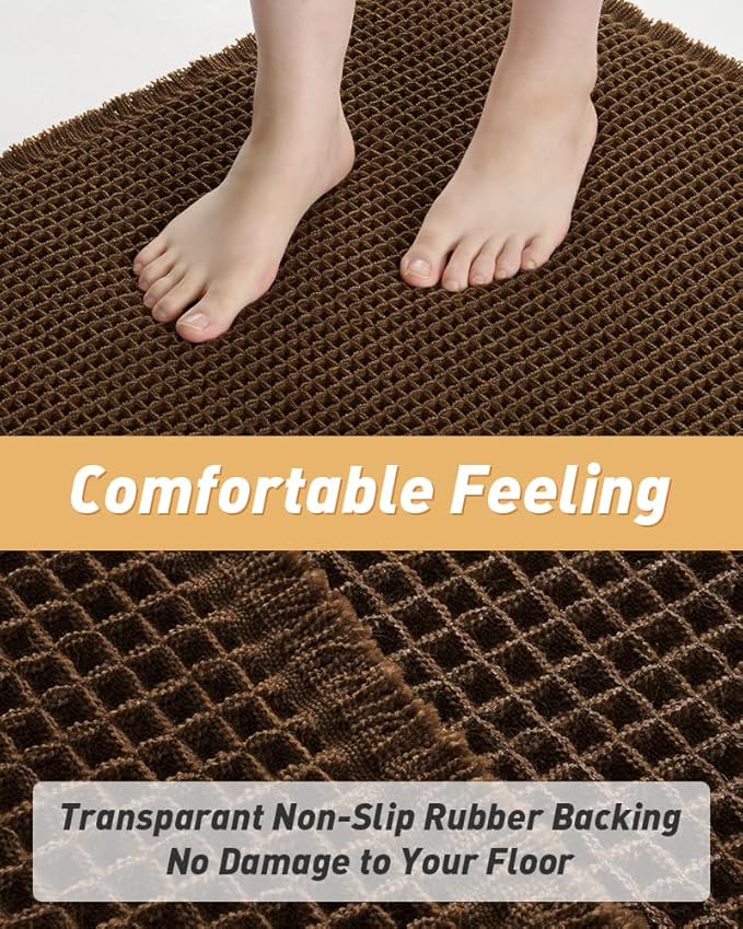 Upgraded Waffle Runner Rug Super Absorbent Non Slip Bath Mats for Bathroom Machine Washable Bathroom Runner Rug with Tassels, Ideal for Hallway Bedroom Laundry Room, 2' x 5' (24" x 60"), Terracotta