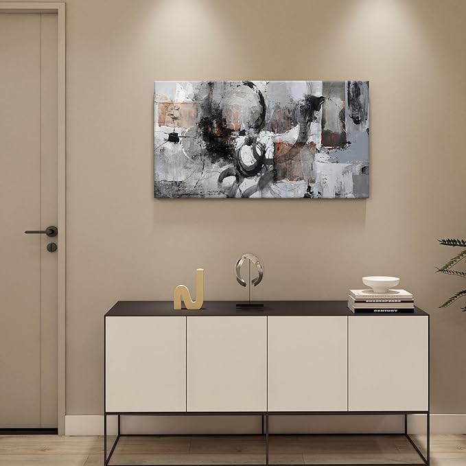 Pogusmavi Black Abstract Canvas Wall Art Pictures for Living Room Gray and White Wall Decoration Artwork for Walls Pictures for Bedroom Wall Decor Neutral Painting Canvas Prints Office Posters 20×40IN