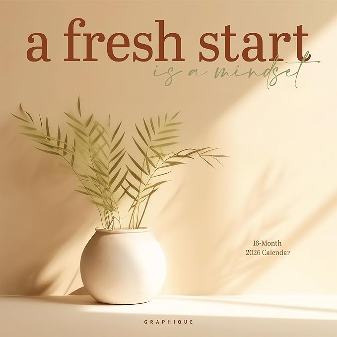 Graphique 2026 A Fresh Start Wall Calendar | 12” x 12” | Thick Paper | Home & Office Organizer | Large Monthly Grid | 3 Languages & Marked Holidays | 4 Month Preview Page for 2027
