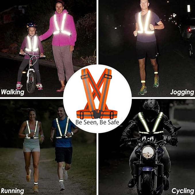 Reflective Safety Vest 2pcs - High Visibility Vest Adjustable Straps for Outdoor Jogging, Cycling, Walking and Riding