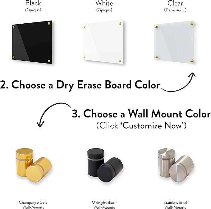 Acrylic Dry Erase Board for Wall with Stylish Border - Shipped Next Day, Made in USA, Non-Magnetic Whiteboard, Wall Mounted Board, Easy to Clean (Black - 24x30)