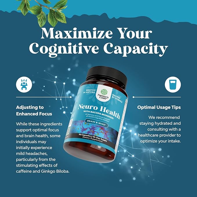Nootropic Brain Supplement for Memory and Focus Support - Vitamins for Mental Support & Clarity with Bacopa Monnieri, VIT A, B6, Riboflavin, Niacin, Thiamin & Folate - Cognitive Complex - 90 Ct