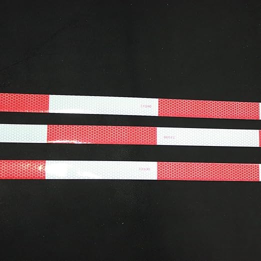 Red and White Reflective Tape Outdoor Waterproof 1 inch X 185 feet, High Visibility Conspicuity Safety Industrial Marking Tape