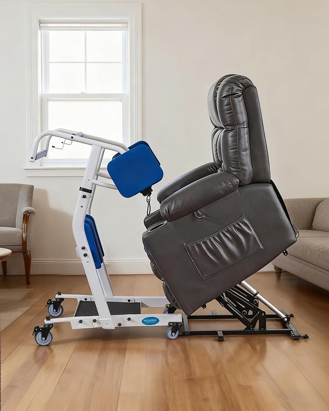MCombo Stand Assist Patient Lift with Transfer Belt, Patient Transport Unit for Home Care and Elderly Use, 400lbs Capacity, STA446 (Blue)