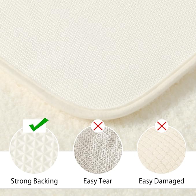 LOCHAS Bathroom Rug Set Cream White, Soft Bath Rug Set 2 Piece Set, Toilet Mat U-Shaped 20x20 and 34x20 Bath Rugs, Quickly Dry Mats for Bathroom, Tub, Washable, Super Absorbent Floor Mat