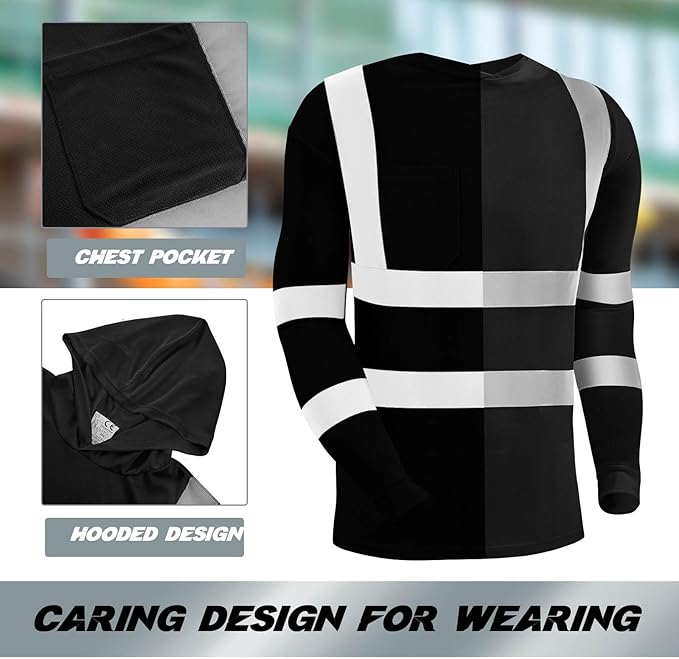 Amylove 4 Pcs Reflective Safety T Shirt High Visibility Work Shirts Sun Protection Construction