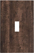Decorative Light Switch Cover Rustic Dark Brown Wood Grain 1 Gang Single Toggle Device Electrical Faceplate Switchplates Decorator Outlet Wall Plate for Farmhouse Bedroom Decor