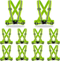 DUSKCOVE 10 Pack Hi Vis Safety Vests - Adjustable Bright Neon Color High Visibility Reflective Safety Straps Gear for Traffic Control, Running, Cycling