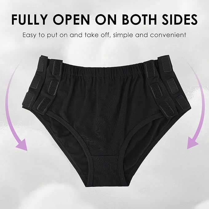 Easy Adapt Women's Tear-Away Underwear, for Patients, Elders, Pack of 2. (Nude+Black, XXX-Large)