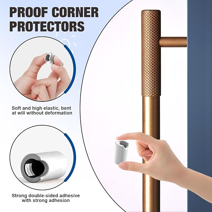 12 Pack Anti-Collision Corner Drawer Bumpers, Silicone Protector for Cabinet Handle, Silicone Cabinet Pull Covers (White)