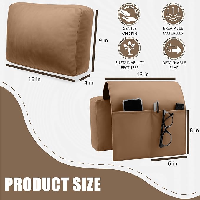 sokoro Recliner Headrest Pillow, Versatile Neck Support Cushion with Velvet Cover for Adults, Ideal Accessory for Chair, Couch, Office, Bed, Lumbar Pain Relief, Travel, Lounging, Brown