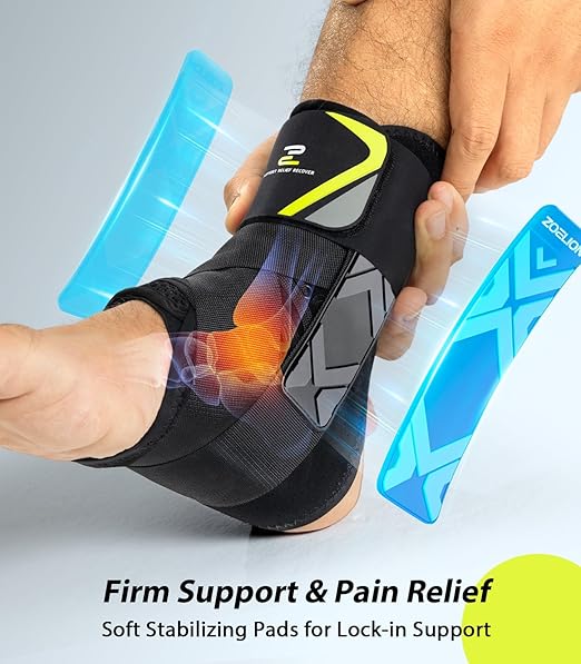 Quick Lace Up Ankle Brace with Side Stabilizing Pads, Slim Fit Ankle Support Brace, Adjustable & Breathable Ankle Support for Men Women, Ankle Stabilizer for Sprain,Injury Recovery,Sports,M