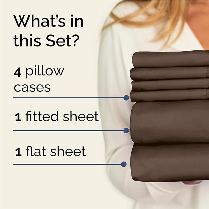 King 6 Piece Sheet Set - Cooling & Breathable Bed Sheets - Hotel Luxury Bed Sheets for Women, Men, Kids & Teens - Comfy Bedding with Deep Pockets & Easy Fit - Soft and Wrinkle Free - King Brown Sheets