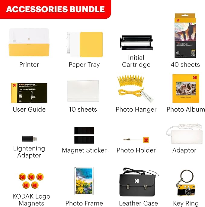 KODAK Dock Plus 4Pass Instant Photo Printer (4x6 inches) + 90 Sheets Gift Bundle