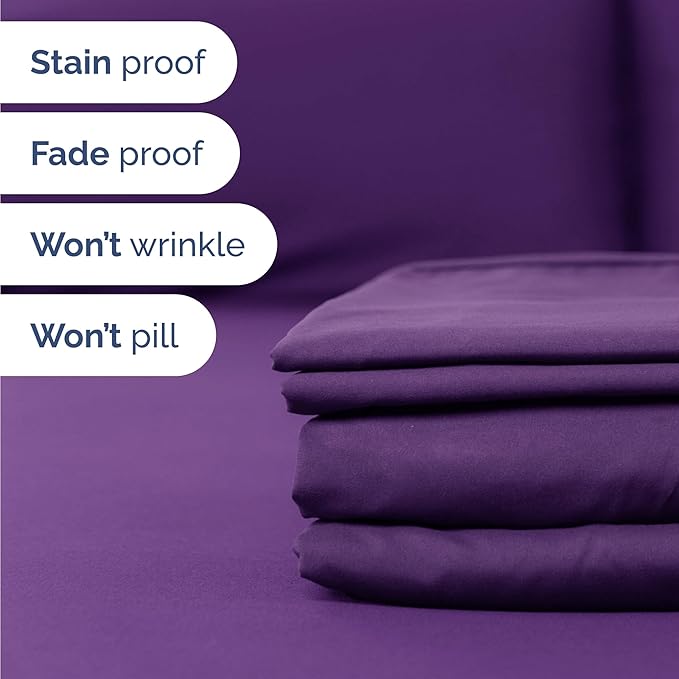 Twin 4 Piece Sheet Set - Cooling & Breathable Bed Sheets - Hotel Luxury Bed Sheets for Women, Men, Kids & Teens - Comfy Bedding w/Deep Pockets & Easy Fit - Soft & Wrinkle Free - Twin Purple Sheets