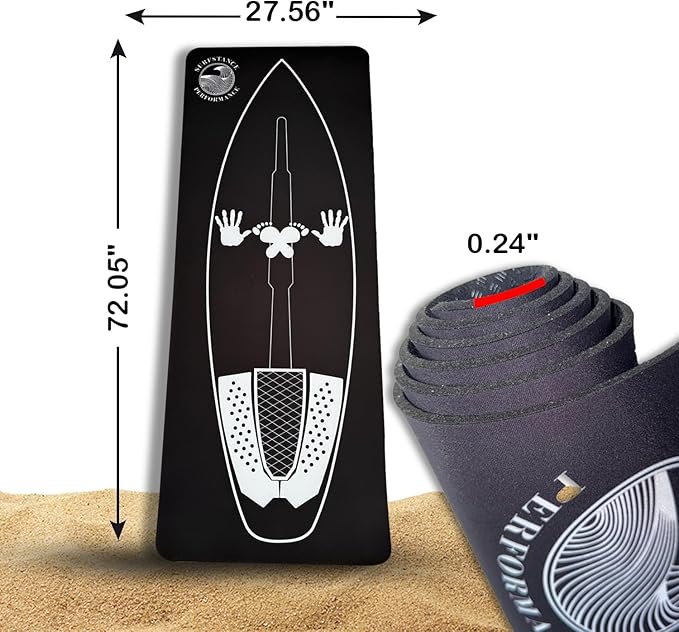 Surf Training Mat 72" × 27.5" - Surf Yoga Mat for Pop-Up Practice, Balance & Surfing Workout - Durable Non-Slip Neoprene Rubber Surf Mat Trainer for Home and Surf Fitness