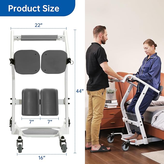 Stand Assist Patient Transport Unit, Safely Sit, Stand, Transfer & Transport, Fall Prevention Patient Transfer Lifter for Home and Facilities, 400 lb Capacity.
