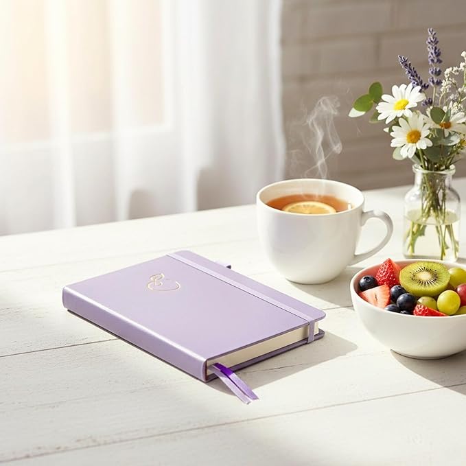 Life & Apples Daily Wellness Journal - Guided Journal & Planner for Wellbeing, Gratitude & Healthy Routines | Food & Fitness Journal, Habit Tracker, Weight Loss Diary | Undated A5 Lavender