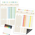 Magnetic Dry Erase Chore Chart - 8.5"x12" Behavior Responsibility Chore Board for Kids, Teenagers - 6 Extra Fine Point Markers Included - Shipped Flat 2 Pcs