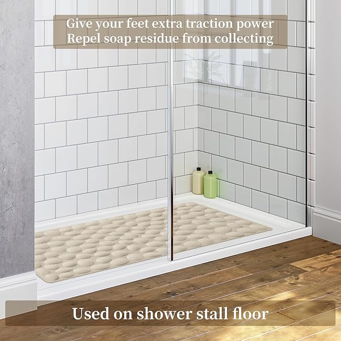 OTHWAY Bathtub Mat Non Slip, Rubber Bath Mat for Kids for Baby, 16x31.5 inch Large Bath Mats for Bathroom Tub with Strong Suction Cups (Brown)