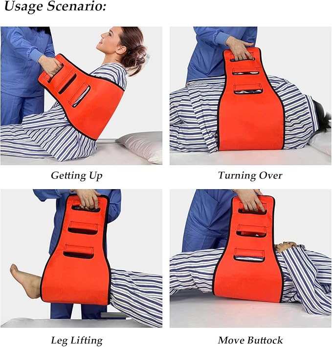 Transfer Belt Transfer Sling - Padded Gait Belt - Heavy Duty Patient Lift, Mobility Standing and Lifting Aid for Disabled, Elderly, Injured - Safely Move from Bed and Wheelchair (Orange)