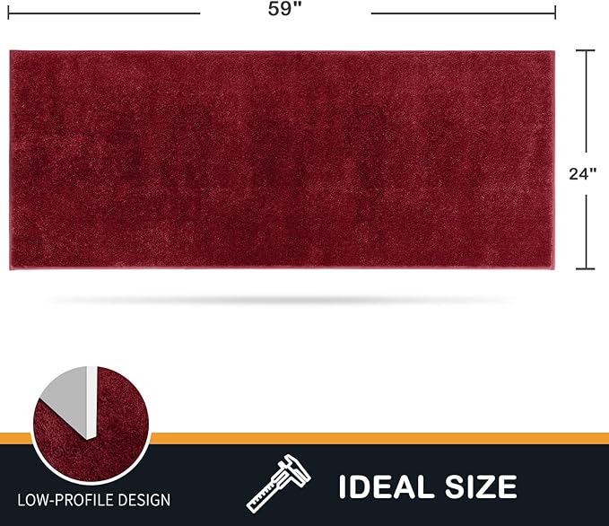 PURRUGS Dirt Trapping Door Mat 24" x 59", Non-Slip Machine Washable Entry Rug, Shoe Scraper, Dog Doormat, Super Absorbent Welcome Mat for Front & Back Door, Muddy Shoes & Paws, Burgundy Red