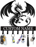 Custom Dragon Design Metal Wall Key Holder, Adhesive Key Rack Hook Organizer for Living Room Bedroom