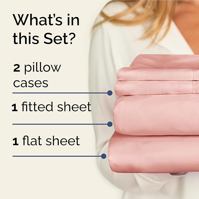 Twin XL 4 Piece Sheet Set - Cooling & Breathable Bed Sheets - Hotel Luxury Bed Sheets for Women, Men, Kids & Teens - Bedding w/Deep Pockets & Easy Fit - Soft & Wrinkle Free - Twin XL Baby Pink Sheets