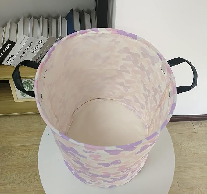 19.7 Inch Round Butterfly Pattern Laundry Clothes Hamper Laundry Basket with Handles,Storage Organizer Bins Laundry Gift Basket for Room, Bedroom Decor