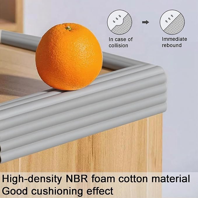 Proof Edges Corner Protector, 2pcs 78.7in/200cm Furniture Safety Bumpers Guard Padding, Soft NBR Rubber Foam Adhesive Cushion, Fireplace Cabinets Table Desk Edges & Sharp Corners (Gray)