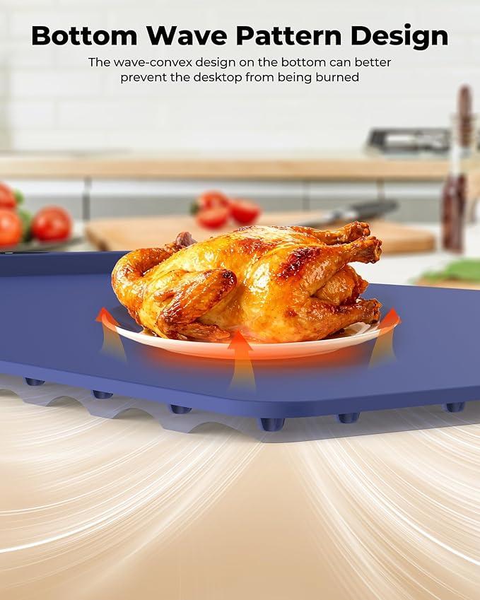 Electric Warming Mat for Food (2-Pack)-Full Surface Fast Heating Silicone Warmer Tray with 3-Level Temperature, Auto-Off, Raised Feet for Table Protection for Gatherings, Parties,Home Buffets