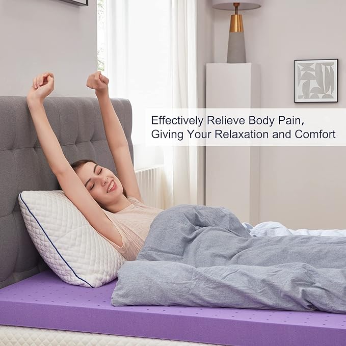 SINWEEK 4 Inch Gel Memory Foam Mattress Topper Ventilated Soft Pressure Relieve Mattress Pad, Breathable Bed Topper, CertiPUR-US Certified, Full Size