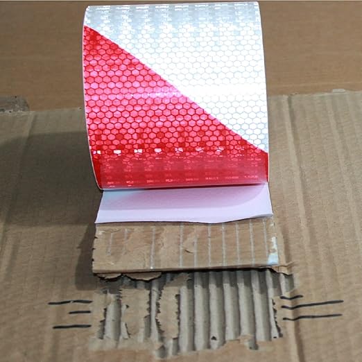 Red and White Reflective Tape Outdoor Waterproof 3 inch X 66 feet, High Visibility Hazard Conspicuity Safety Marking Tape