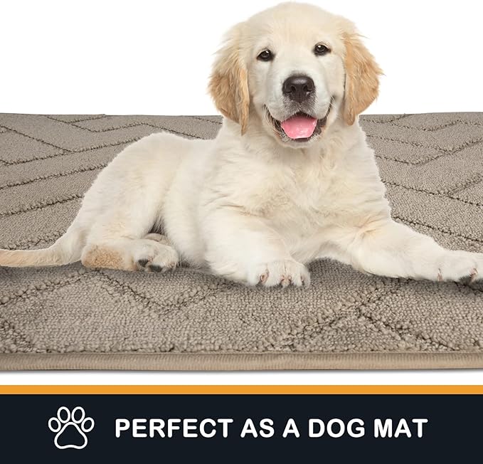 PURRUGS Dirt Trapping Door Mat 24" x 59", Non-Slip Machine Washable Entry Rug, Shoe Scraper, Dog Doormat, Super Absorbent Welcome Mat for Front & Back Door, Muddy Wet Shoes & Paws, Taupe