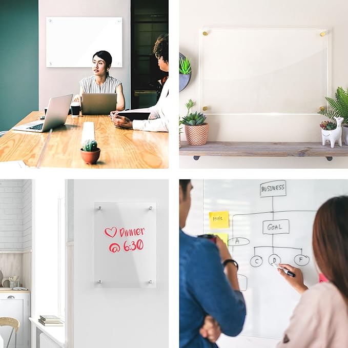 Acrylic Dry Erase Board for Wall with Stylish Border - Shipped Next Day, Made in USA, Non-Magnetic Whiteboard, Wall Mounted Board, Easy to Clean (Black - 24x30)
