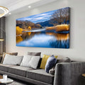 Beautiful Yellow Forest Park Wall Art for Living Room Office Calm Lake Blue Painting Prints Nature Autumn Canvas Artwork Over The Couch Bedroom Decor