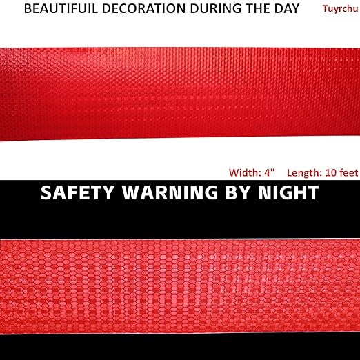 Industrial Reflective Tape Red 4 inch for Cars, Outdoor Waterproof Hazard Conspicuity Warning Marking Tape (10 feet)