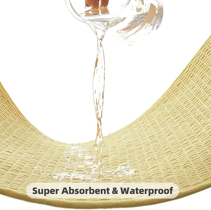 Toilet Rug, Thin Toilet Rugs U Shaped Washable Non Slip Absorbent Quick Dry Low Pile Toilet Mat, Yellow 20"x24" U Shape