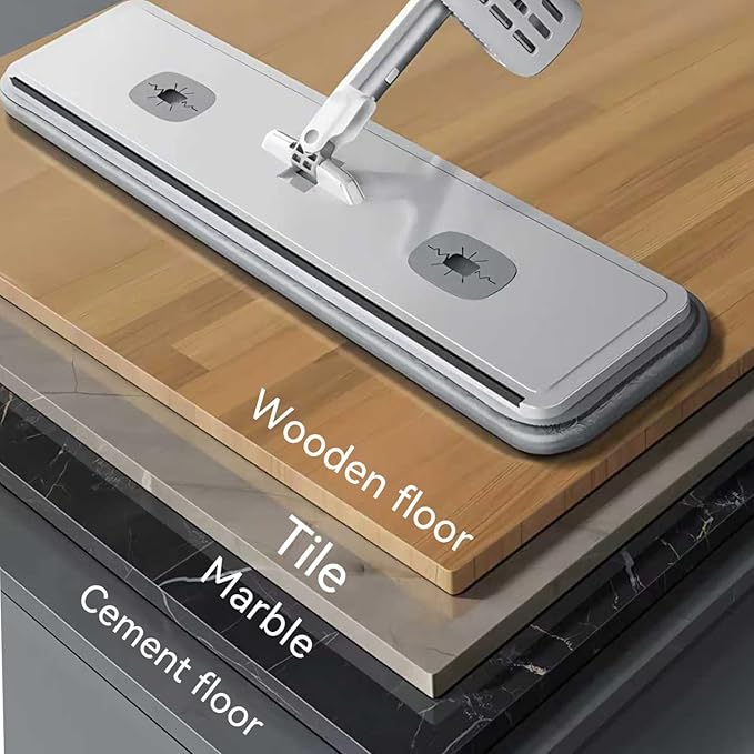 Microfiber Mop Large Flat Mops for Floor Cleaning 4 Reusable Washable mop Pads Hardwood Cleaning System Wet and Dust Mop with 61 in Long Stainless Steel Handle