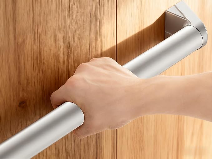 2 FT Handrails for Indoor Stairs,Railings，Outdoor Stairs Handrail，Modern Aluminum Handrail Set, Wall Mounted，Wall Return Bracket More Safety, Rust Free. (Anodized Silver, 2 FT)