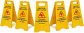 Alpine Caution Wet Floor Signs 5 Pack - 24 Inch, High Visibility Yellow Slippery When Wet Sign - Bilingual Safety Warning Sign to Easily Avoid Slippery Accidents in High Traffic Areas
